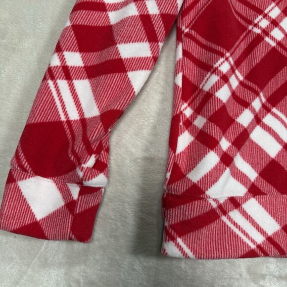 NWT Talbots Cowl Neck Sweater Red White Plaid Pullover Fleece Women's Size L - Picture 2 of 7